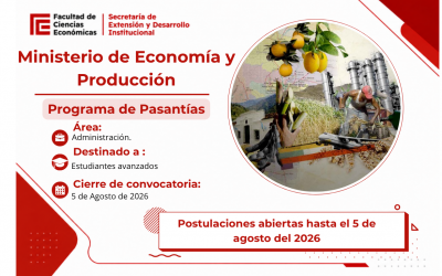 MINISTERIO DE ECONOMÍA Y PRODUCCIÓN | Postulaciones hasta Miércoles 5 de Agosto