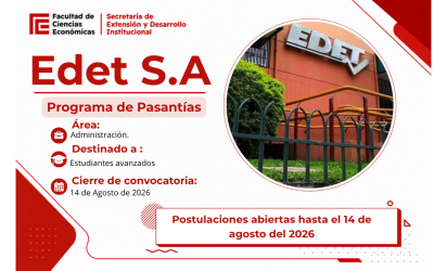 EDET S.A. | Postulaciones hasta el Viernes 15 de Agosto.